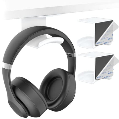 HomeMount Headphone Hook - Adhesive Gaming Headphone Stand Hanger, For Most Headphones - White (2-Pack) - color: White-2P