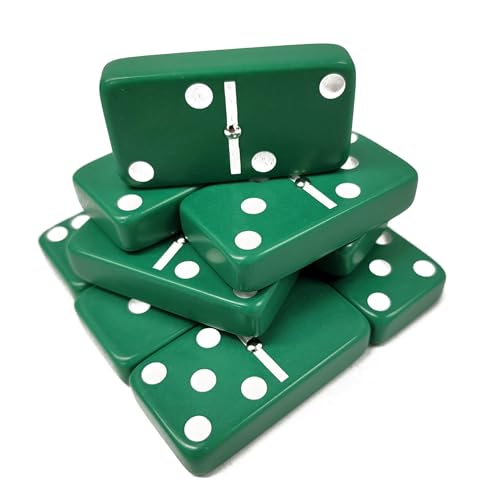 Marion Domino Double Six Green Jumbo Tournament Professional Size with Spinners in Dovetail Sheesham Wood Box. - color: Green