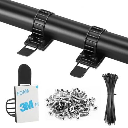 50Pcs Adhesive Cable Management Clips with 50Pcs Zip Ties, Adjustable Nylon Cable Strap Ties Wire Clips Clamps Organizer with Strong Adhesive Tape, Extra Screw & Hole - 3.35 Inch Black - color: Black, size: M-50pcs
