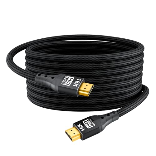 ZIKNYDO Long HDMI 2.2 Cable 16ft/5m, (96Gbps, 16K/10K/8K/4K, Dynamic HDR, HDR10+, Dolby Vision, Dolby Atmos, DTS:X, HDCP 2.2&2.3), Ultra High Speed HDMI Cable Compatible with PS5, Xbox, HDTV - size: 16FT* 1