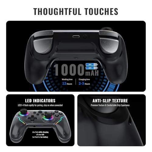 JDDWIN Wireless Pro Controller for Switch 2 with 9-Axis Motion Sensing,C Button,Hall Effect Joysticks, Wake-up/ RGB Light/FunctionTurbo/Marco/Programmable/Dual Vibration,3.5mm Audio Jack Gamepad forSwitch/Lite/OLED/PC (Black)