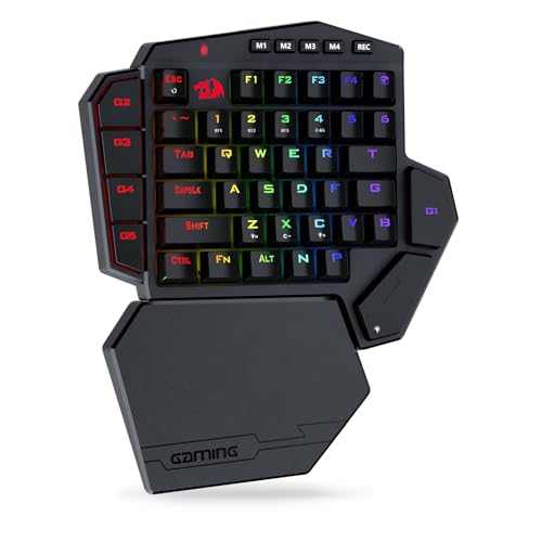Redragon K585 PRO Wireless One-Handed Mechanical Keyboard, 42 Keys 3-Mode RGB 40% Gaming Keypad w/ 7 Onboard Macro Keys, Detachable Wrist Support, Rechargeable Battery (Brown Switch) - color: Brown Switch