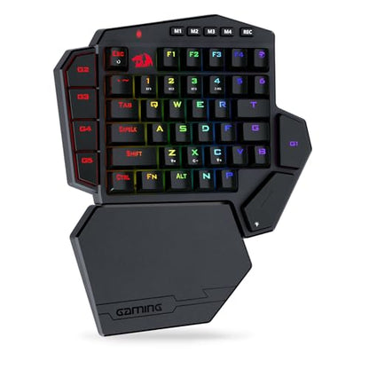 Redragon K585 PRO Wireless One-Handed RGB Gaming Keypad, 42-Key Layout | 0-Delay 2.4GHz Connection, On Board Macro Keys Keyboard, USB Pass-Through Port, Hot-Swap Socket, Detachable Wrist Rest - color: Blue Switch