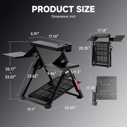 GTPLAYER Flight Racing Simulation Stand Foldable Gaming Stand Compatible with Logitech/Thrustmaster/PXN Gaming Devices Adjustable Stable Simulator Cockpit Stand, Electronic Device Not Included, Black - color: Black Flight Stand