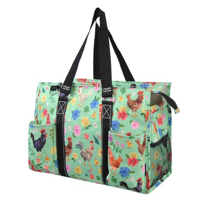 NGIL Utility Water Resistant Tote Bag | Work Tote for Women, Nurse Bag, Teacher's Choice Purse, Gym Bag, Everyday Organizer Top Zipper Closure - color: Barnyard Blossom- Black