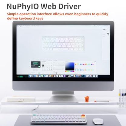 nuphy Air65 V3 Hot Swappable Wireless Mechanical Keyboard, 68 Keys 65% Layout Custom Low Profile Keyboard with Multifunctional knob,Gasket Mounted,RGB Backlit,Support Bluetooth/2.4GHz/USB-C - color: White, size: Blush nano Switch