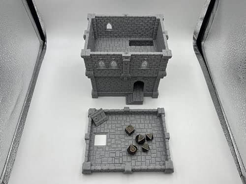 Medieval Castle Tabletop Terrain Set for 18mm & 28mm Miniatures – Paintable Wargame & Diorama Building Kit (2 Floors) - size: 2 Floors