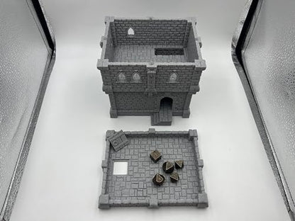 Medieval Castle Tabletop Terrain Set for 18mm & 28mm Miniatures – Paintable Wargame & Diorama Building Kit (2 Floors) - size: 2 Floors