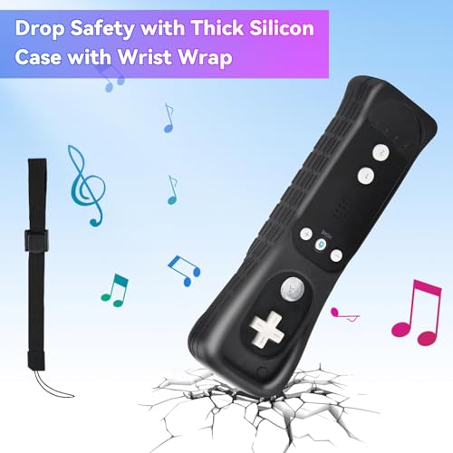 TechKen 2 Pack Wii Remote Controller with Silicone Case and Wrist Strap for Wii U - color: Black