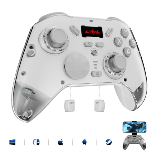 hosowe Wireless Mobile Gaming Controller Compatible for PC/Switch/Android/iOS, Interactive Screen PC Controller with Programmable, Hall Effect Joysticks&Triggers, Vibration, Motion Control (White) - color: White