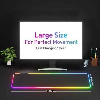 RGB 마우스패드 LED 마우스 패드, 대형 마우스 패드, LED 및 빅 마우스 매트 - color: 블랙.