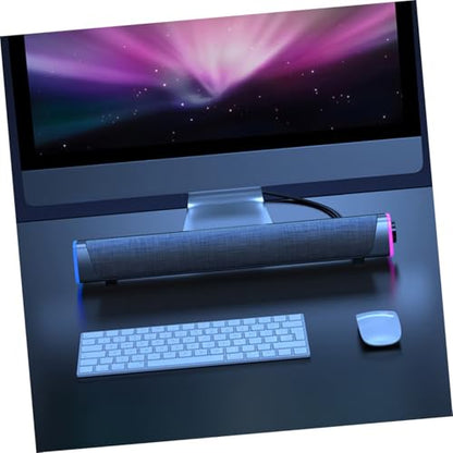 Angoily Sound Bar for Wired Speaker Dual Horn Design Immersive Gaming Sound Compact Laptop Speaker - color: Black