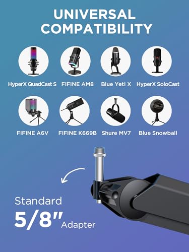 InnoGear Mic Arm Microphone Boom Arm Cable Management for Blue Yeti FIFINE | Desk Mount, Built-in Cable Channel, Extendable, Work with Shure, 3.5 lb Weight Capacity, Heavy-Duty, Easy-to-attach Clamp - color: Black, style: Extended Clamp