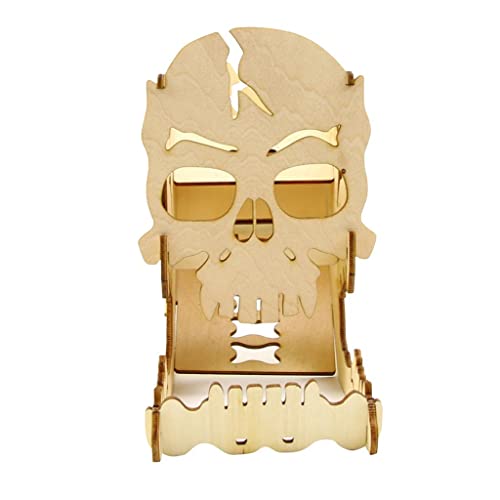 Unique Skeleton Style RPG Dice Tray Modular Dice Tumbler Box for Board Games & D&D, Wooden Carving Roll Holder Castle Dragon Design Gaming Accessories