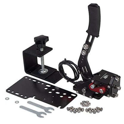 CNRAQR PC Racing Game USB Handbrake for 16Bit SIM for Racing Games, Compatible with G27 G29 G920 G923 T500 T300 Simulate Linear Handbrake（With Fixing Clip and Plate - color: Black