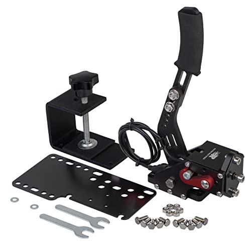 CNRAQR PC Racing Game USB Handbrake for 16Bit SIM for Racing Games, Compatible with G27 G29 G920 G923 T500 T300 Simulate Linear Handbrake（With Fixing Clip and Plate - color: Black