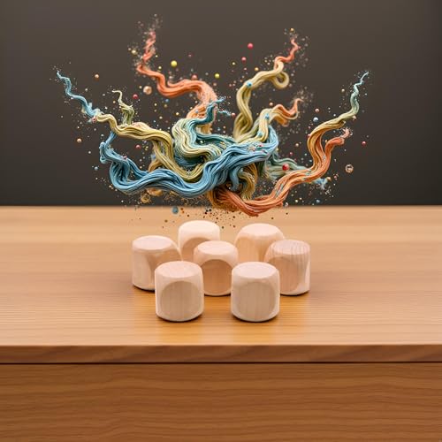 10 Pcs Wooden Dice,Dice Games, 6 Sided Blank Dices Round Corner Cube DIY Graffiti Crafts Toy Board Game Party Supplies Standard (1.8cm) Set Standard