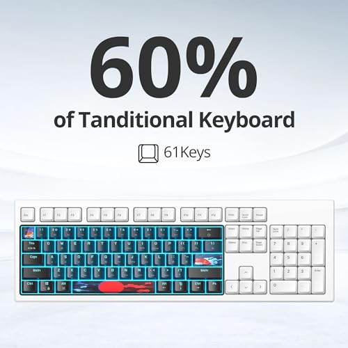 Protable 60% Percent Gaming Keyboard Mechanical, Mini Compact RGB Backlit 61 Keys Wired Office Keyboard with red Switch for Mac/Win (61 Monster/Red Switch) - color: 61 monster/Red Switch
