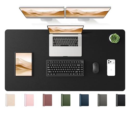 YSAGi 47.2" x 24" Large PU Leather Desk Mat for Keyboard and Mouse - Waterproof Non-Slip Desk Pad Protector for Office, Home, Writing Desk, Black - color: Black, size: 47.2" x 24"
