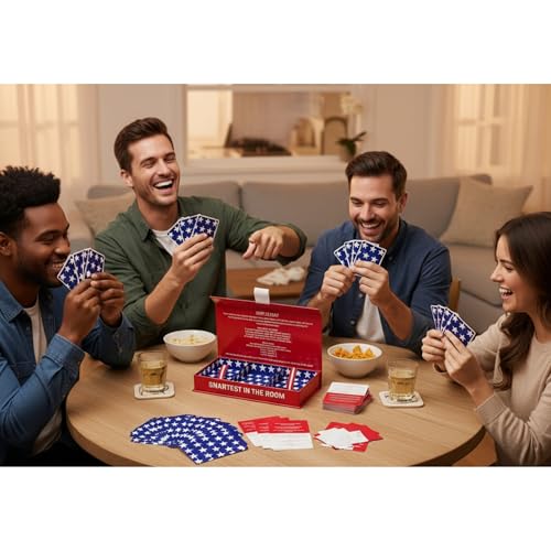 MACHERA America Trivia Game: Smartest in THE Room - The USA & World Card Game for Adults & Families with 450 Fun Questions, Ideal for Travel, Game Night
