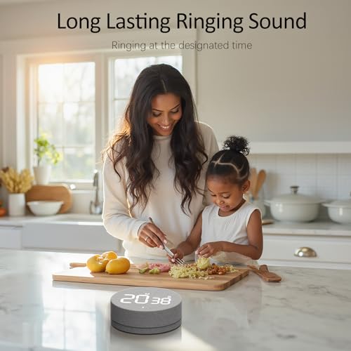AVINIA Desk Timer for Productivity Magnetic Digital Kitchen Timer Rechargeable Fabric Mesh Cover 99 Mins Countdown/Count Up Stylish Efficana Konah Home Timmer for Cooking (Fabric Gray) - color: Fabric Gray