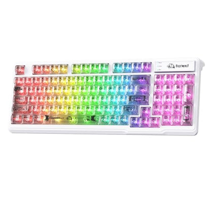 FREEWOLF M95 Transparent Membrane Keyboard with Clear Keycap,Wired Gaming Keyboard with RGB Backlit, 94 Silent Keys with Mechanical Feeling,26-Key Anti-ghosting,for Mac/Windows -White - color: White