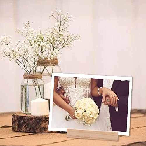 WILLOWDALE 12Pcs Wedding Place Card Holders for Table, Table Number Holders | Acrylic Table Numbers Holders for Wedding Reception, Picture & Photo Holder Wood Display Stand for Home and Party Decoration - size: 12pcs 3.9" Rectangle
