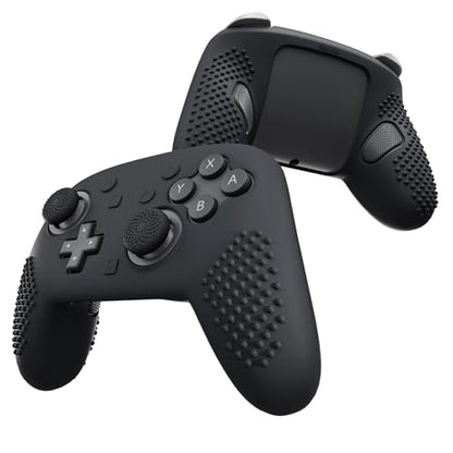 PlayVital Silicone Cover Skin for Nintendo Switch 2 Pro Controller – 3D Studded Edition Anti-Slip Grip Protector Case for Switch 2 Pro with Back Button Cap, Thumb Grips & Sticker - Black - color: Black