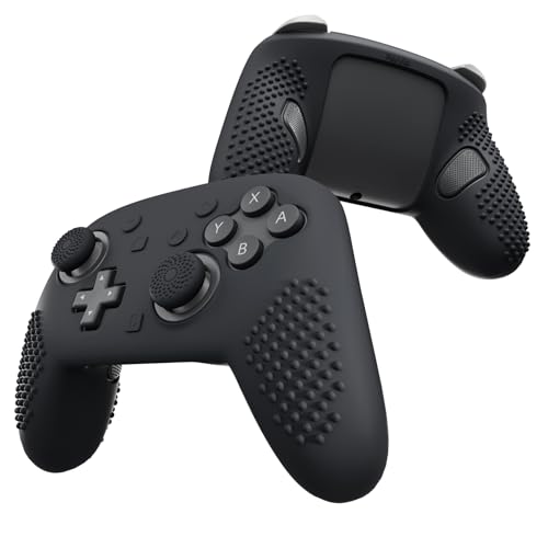 PlayVital Silicone Cover Skin for Nintendo Switch 2 Pro Controller – 3D Studded Edition Anti-Slip Grip Protector Case for Switch 2 Pro with Back Button Cap, Thumb Grips & Sticker - Black - color: Black