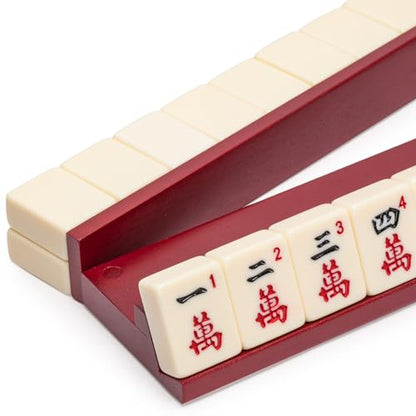Yellow Mountain Imports Dark Camphor Wooden Mahjong Game Racks with Pushers, 18 Inches - Set of 4 (Includes Magnetically Attached Mahjong Pushers) - color: Dark Camphor