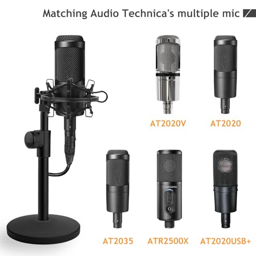 Desk AT2020 Stand, Adjustable Metal Table Mic Stand with Shock Mount for Audio Technica AT2020 AT2020USB+ AT2035 ATR2500x Condenser Studio Microphone by Frgyee - color: Mic Table Stand