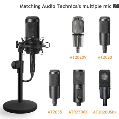 Desk AT2020 Stand, Adjustable Metal Table Mic Stand with Shock Mount for Audio Technica AT2020 AT2020USB+ AT2035 ATR2500x Condenser Studio Microphone by Frgyee - color: Mic Table Stand