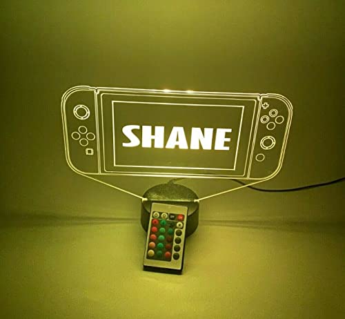 MIRROR MANIA Handheld Video Game Console Switch Night Light Up Lamp LED Personalized Engraved Controller Gaming Room Desk Table Lamp, It's Wow, 16 Color Changing Options with Remote, Gamer Gift