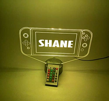 MIRROR MANIA Handheld Video Game Console Switch Night Light Up Lamp LED Personalized Engraved Controller Gaming Room Desk Table Lamp, It's Wow, 16 Color Changing Options with Remote, Gamer Gift