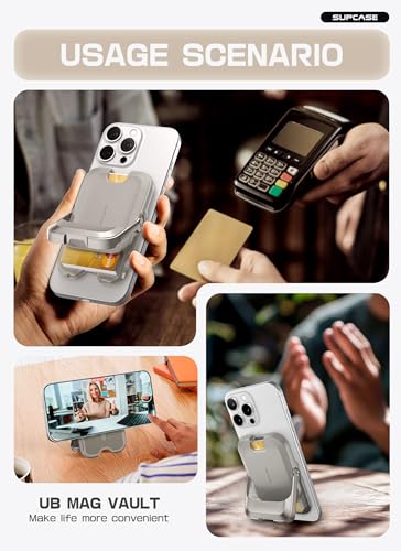 SUPCASE for MagSafe Wallet with Stand, Magnetic Wallet for Men Women, [Hold 6 Cards] [RFID Blocking] [Strong Magnetic Lock] Phone Stand Card Holder for iPhone 17/16/15/14/13/12 Series, Frost Gray - color: Frost Gray