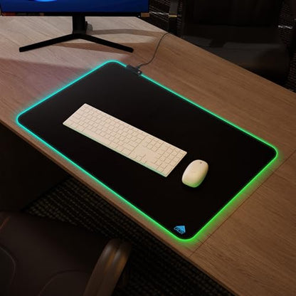Cacoy 31.5x20 Inch RGB Gaming Mouse Pad, Non-Slip Large LED Desk Mat, Black | Extended Computer Mouse Mat with 9 Lighting Modes, Premium Textured Surface Stitched Edges RGB Keyboard Pad Gamer Accessories - color: Rgb, size: 31.5" x 20"