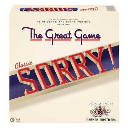 Classic Sorry Board Game with Retro Artwork by Winning Moves Games USA | Family Favorite for Over 100 Years, 1-4 Players, Ages 6+, Retro Components