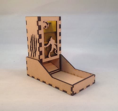 Werewolf Mini Dice Tower v1 Yellow Acrylic Window Laser Cut MDF Unique Gift