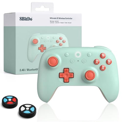 8Bitdo Ultimate 2C Wireless Controller (Mint) - 1000Hz Polling | For Windows PC & Android, Hall Effect Joysticks & Triggers, Remappable L4/R4 Bumpers - color: Mint