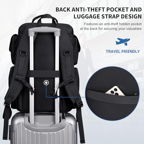 WITZMAN Travel Backpack for Men Carry-on Laptop Backpack | Nylon Luggage Bag Fits 16 Inch for Airline Approved, Multi Pocket, For Traveling,Casual,Commuting, B744 Black - color: Upgrade Black