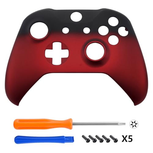 eXtremeRate Shadow Red Faceplate Cover for Xbox One Wireless Controller Model 1708, Soft Touch Front Housing Shell Case for Xbox One S/X Controller - color: Shadow Red