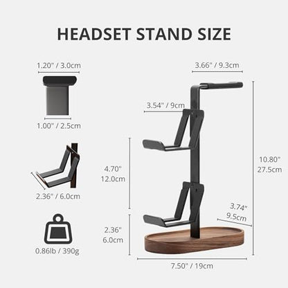muso wood 2-in-1 Gaming Controller Stand, Headphone Holder, Desktop Headset Stand for Game Controllers and PC Earphone Accessories