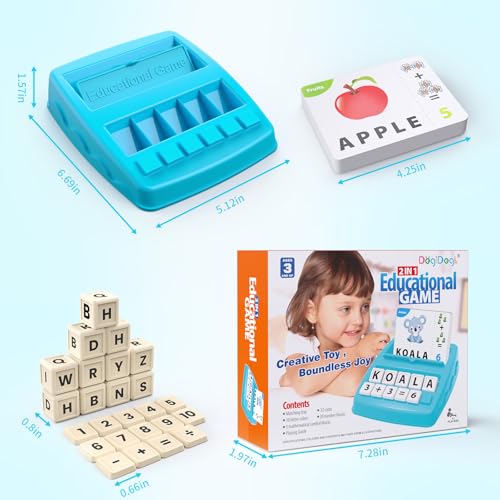 Educational Toys Learning Games for Kids 3-8, Matching Letter Spelling Early Math Game for Preschool& Kindergarten Kids Boys and Girls Light Blue ，Christmas Birthday gift for 4 5 6 7 boys girls - color: Light Blue
