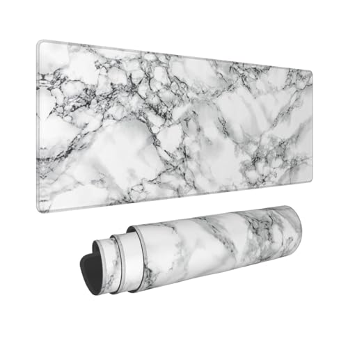 Black and White Marble XL Large Mouse Pad with Stitched Edges Long Non-Slip Rubber Base Mousepad Laptop Keyboard Mat Desk Pad for Office Home Desk Decor, 31.5" X 11.8" - color: Marble #03, size: 31.5L x 11.8W inches