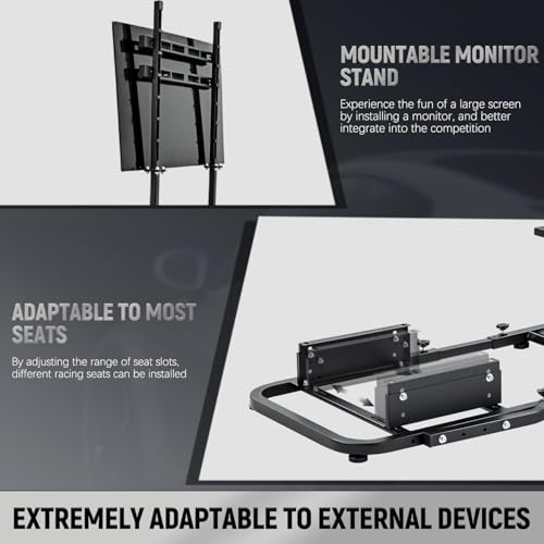 Marada Racing Simulator Cockpit with TV Bracket Mounting Holes Fit for Logitech/Fanatec/Thrustmaster G923 G27 G29 G920 T300, Adjustable Driving Simulator, No Steering Wheel Pedal TV Seat
