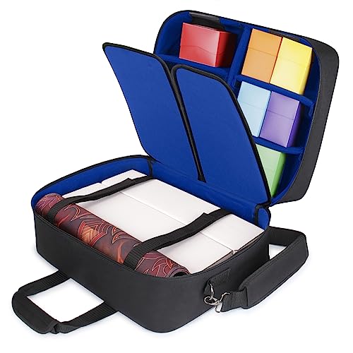 USA Gear XL MTG Bag Fits Magic the Gathering Deck Boxes, Playmats, Pokemon, Yugioh Cards & More TCG Accessories - TCG Storage Bag with Shoulder Straps, Customizable Interior, Weather Resistant (Blue) - color: Blue, size: Large