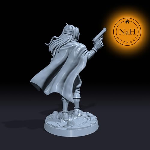 Generic Jaxxon Blackwood | Victor Tinevale | Human Gunslinger Miniature for Tabletop Games Like D&D and War Gaming| Dungeons and Dragons Mini | RN estudio Clear Acrylic Base, Gray