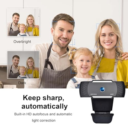 Auto Focus Full HD Webcam 1080P Auto-Light Balance- Pro Web Camera With Dual Digital Microphone USB Computer Webcam For PC Laptop Desktop MAC Video Calling Made For Meetings And Works For Streaming