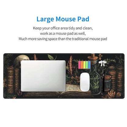Dark Academia Mouse Pad XL Large Mousepad Non Slip Rubber Base Desk Mat for Laptop Computer Gaming 31.5" X 12" - color: Dark Academy