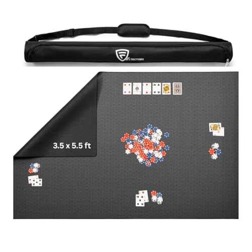 Board Game Mat 42 x 66 Inches, Table Cover for Mahjong, Poker, Playing Cards, Tile Games, Dominoes, and RPG - Neoprene Gaming Playmat, Water Resistant Tabletop with Carrying Bag - Black - color: Black, size: Rectangle 42 x 66 inches